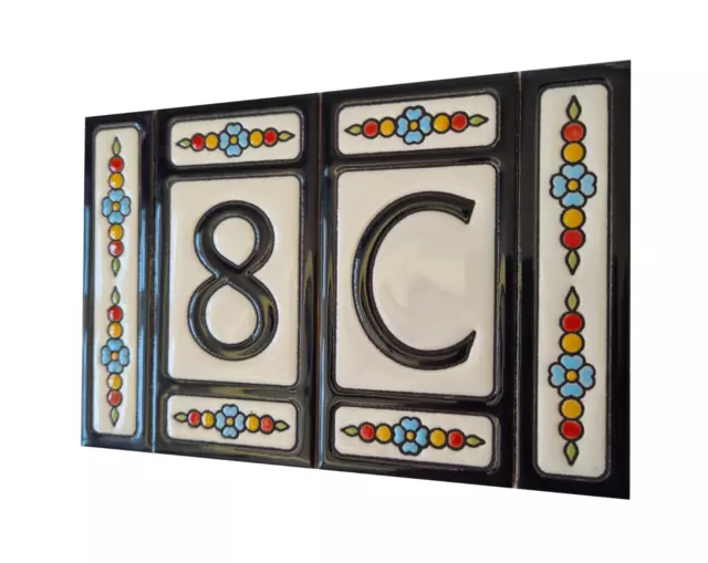Atalaya Black Hand-Painted Number Tiles & Metal Filigree Frames: 11 x 5.5 cm