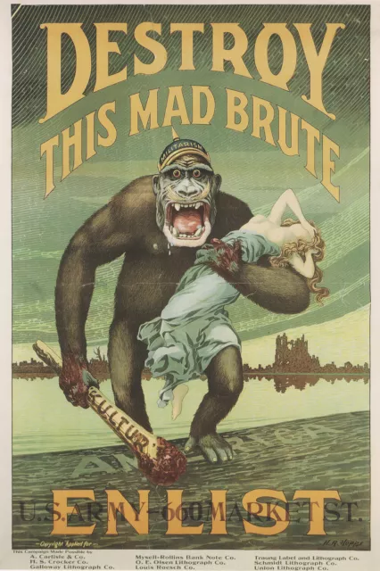Enlistening in the United States Army Poster Gorilla Kunstdruck Werbung 754