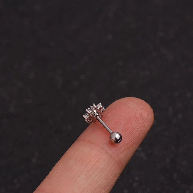 1Piece Stainless Steel Thin Rod Piercing Stud Earrings Zircon Ear Bone Nails  US