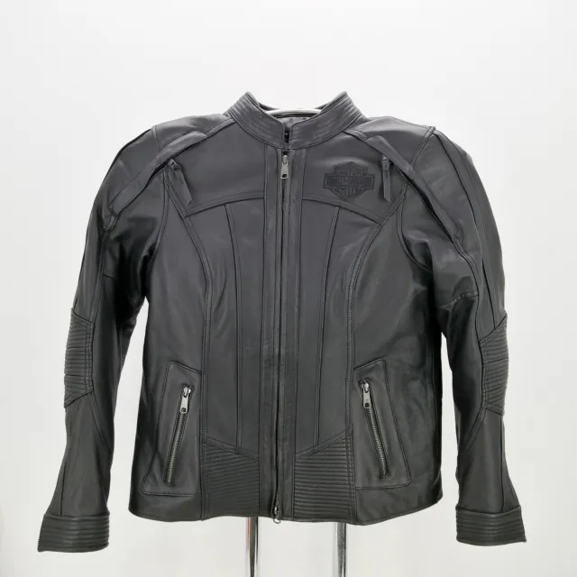 Chaqueta de cuero Harley Davidson reflectante Skull Talla L mujer NUEVA