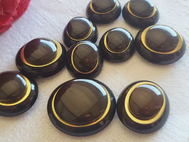 lot 10  Boutons vintage marron panaché  1,6 sur 1,7 et 2,4 sur 2,6 cm ref 617