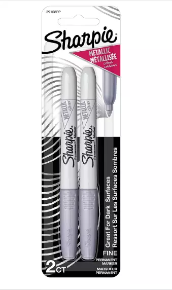 SHARPIE Metallic Permanent Markers Fine Point Silver 2 Count