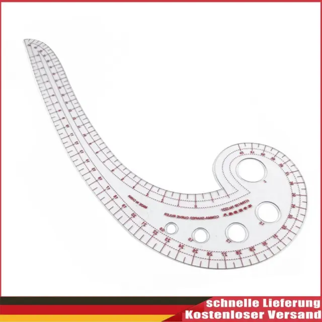 Regla de costura de plástico transparente sastre curva francesa reglas en forma de coma
