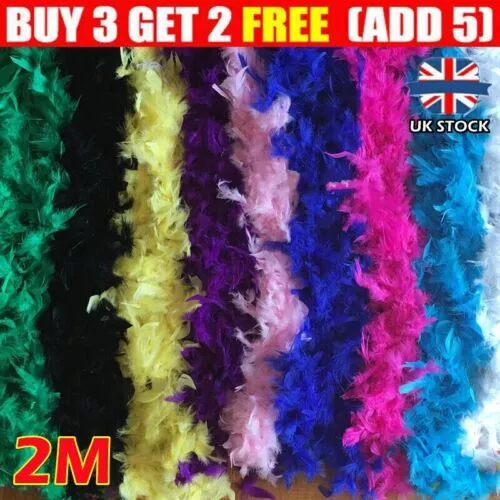 2M FEATHER BOA·COSTUME ACCESSORY FANCY DRESS BURLESQUE Easter Sunday DECORATION