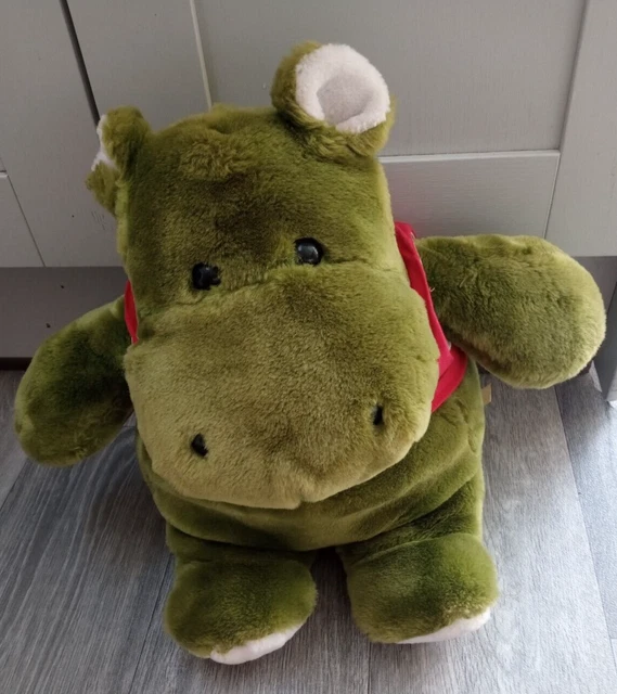 VINTAGE GREEN HIPPO Hippopotamus Plush Toy 16" Debenhams Soft Cuddly £