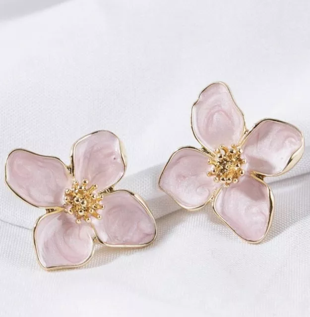 Alexis Bittar STYLE Flower Earrings 14k Gold Plated Steel Stud Pink