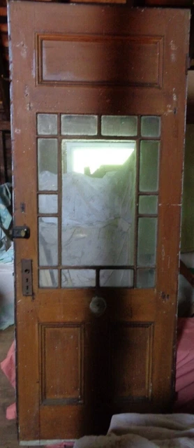 Antique 1860s Glass & Wood Door Architectural  82"(H)x31"x1.25 thick -PICK UP NJ