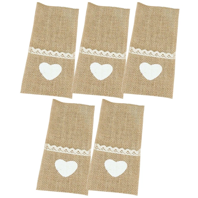 Bolsa de cubiertos de lino decoración de mesa de boda decoración de cuna platos sacos