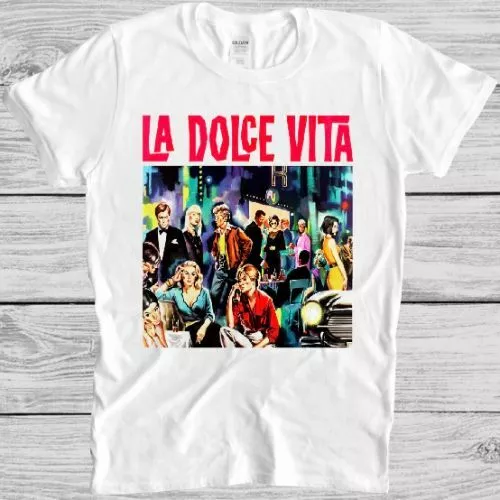 T-Shirt La Dolce Vita anni 60 Fellini Film Poster Vintage Cool T-shirt M259