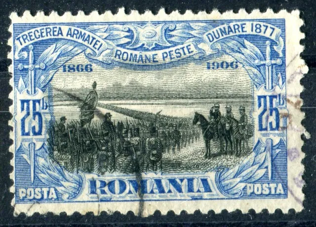 1866-1906 Romania 25 Bani Old Used Stamp