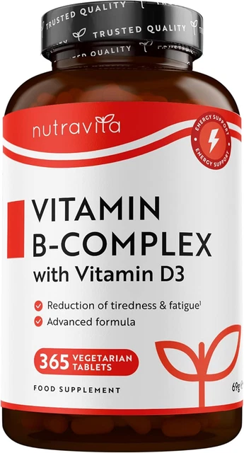 VITAMIN B COMPLEX High Potency - 1 Full Year Supply - 8 Vitamins B1-B2 ...