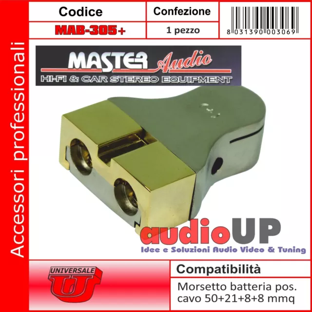 MORSETTO BATTERIA POLO POSITIVO ATTACCO CAVO 21+21mmq FINITURA NICHEL  CAR AUDIO