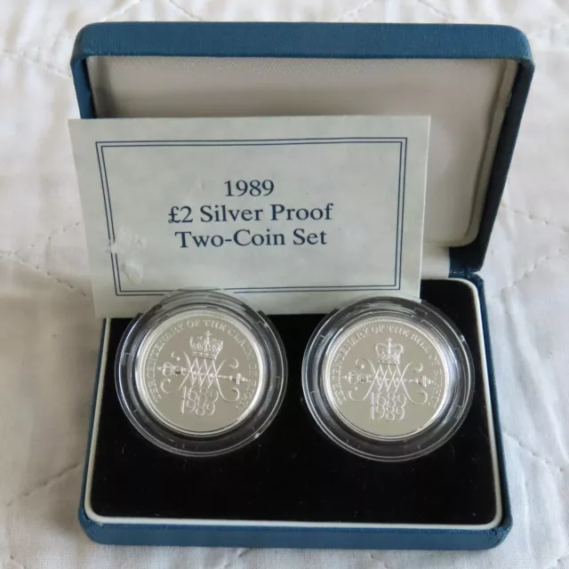 1989 Tercentenary Of The Claim And Bill Of Rights 2 X £2 Silver Proof Set