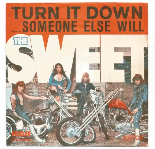 THE SWEET turn it down / someone else will 7" 45 Portugal PS Glam Rock Slade