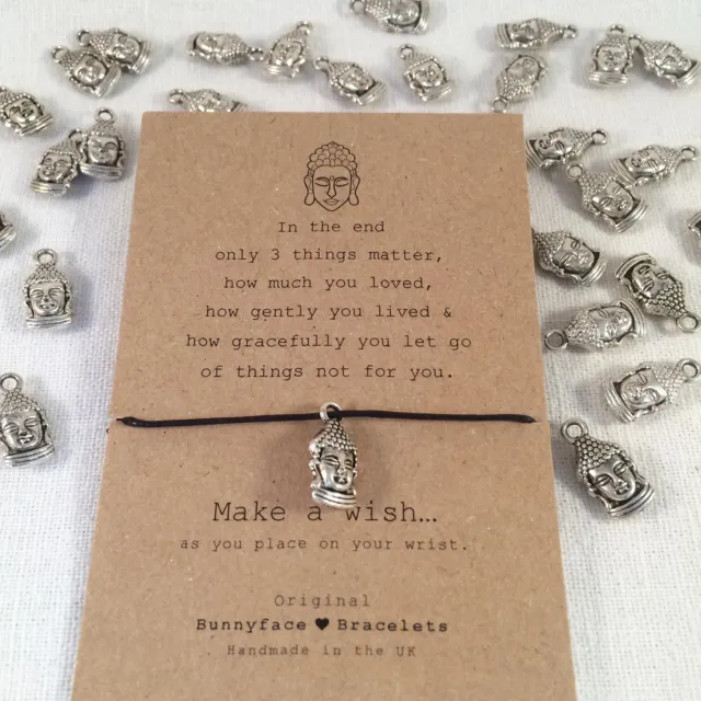 Buddha Wish Bracelet - Friendship - Yoga Meditation Quote Card Affirmation Hope