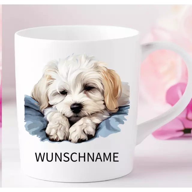 Malteser-Personalisierte Tasse Hund  Wunschname -25 Rassen wählbar