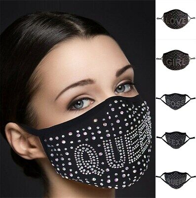 US Crystal Face Mask Rhinestone Glitter Diamante Sparkle Reusable Bling Covering