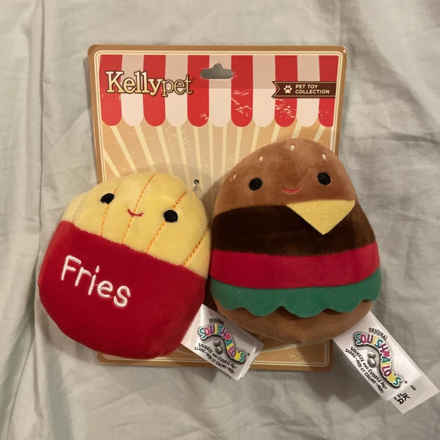 SQUISHMALLOW KELLYPET 4” Carl Burger& Floyd Fries Squeaker Pet Dog Plush Toy NWT