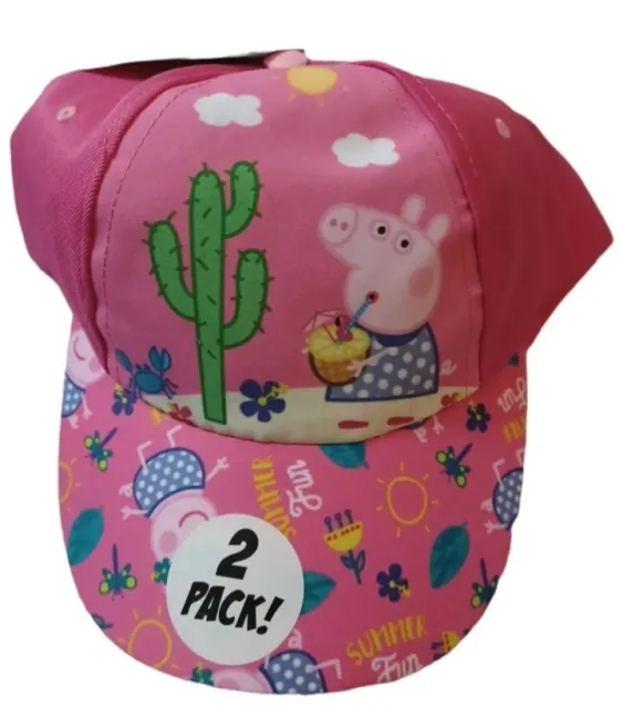 Kids Baseball Caps 2 Pack Peppa Pig Purple & Pink One Size Brand New With Label 2