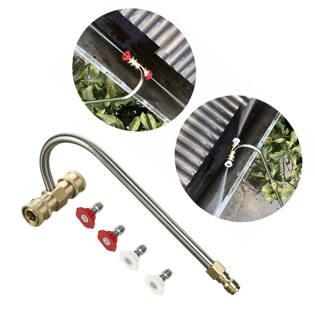 Tool Curved Pressure Washer Gutter Cleaning Attachment Garden Hose Nozzle For