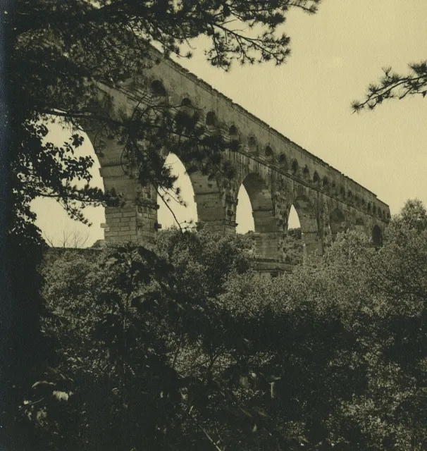 France Pont du Gard Bridge Ancienne Photo Amateur 1947 #2