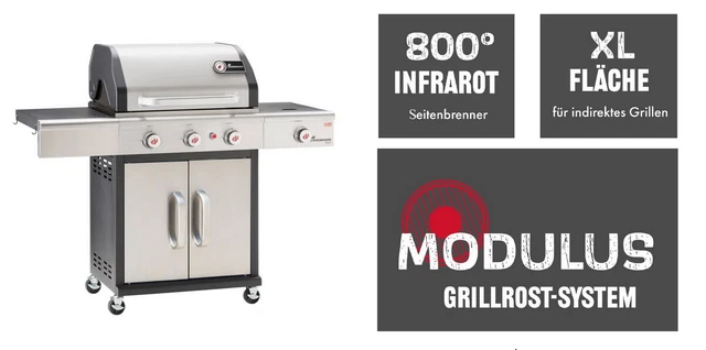 Landmann Gasgrill Gasgrillwagen TRITON 3.1 maxX edelstahl PTS-System +AKTION+
