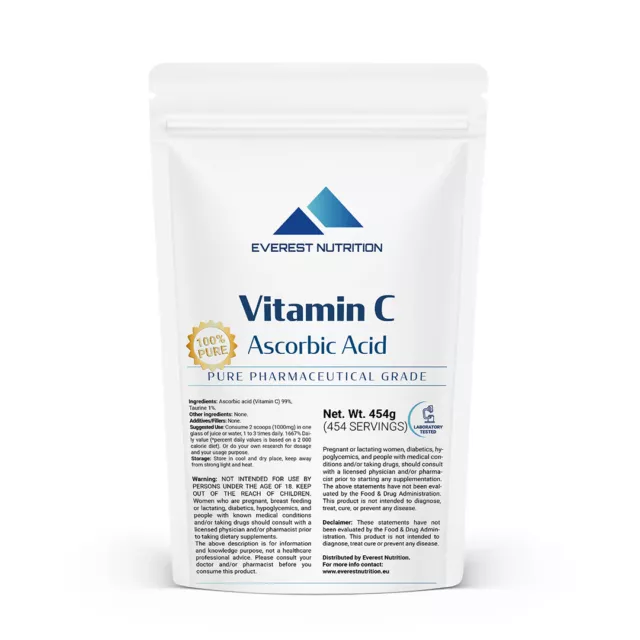 Ascorbic Acid Vitamin C 100% Pure Pharmaceutical Quality Powder