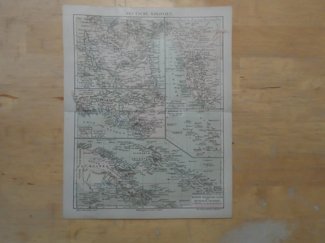 Orig.(1888) Lithographie Landkarte Deutsche Kolonien Bismarck-Archipel Kamerun