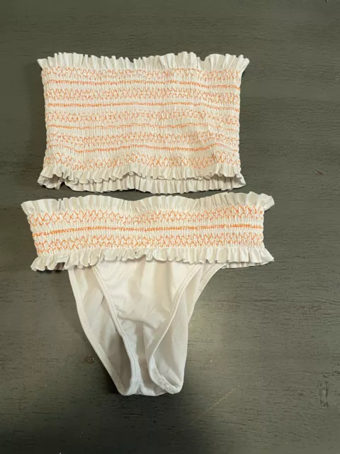 white orange strpless UNBRANDED two  piece swimsuit bikini size small