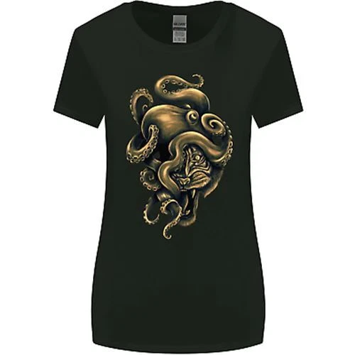 Octiger Octopus Kraken Cthulhu Tigre Donna più Ampia Taglio T-Shirt