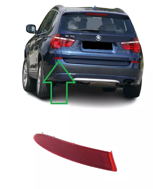 New For Bmw X3 F25 10-17 Rear Bumper Side Reflector Red Left 63147217315