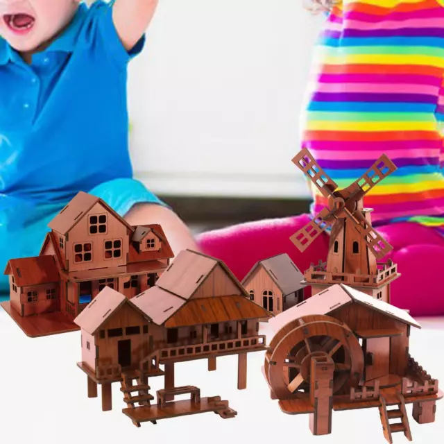 3D-Holzpuzzle-Haus für Kinder, Konstruktionsspielzeug, Basteln, Basteln,