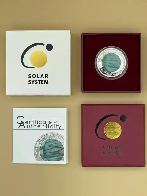 Silber Niob 1/2 oz Münze * Solar System - Uranus * 2018 Republic of Palau 2$