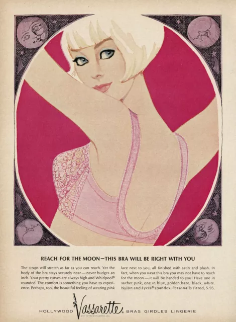 1960s Vintage Hollywood Vassarette Bra & Panties Lingerie Fashion Art Print  Ad