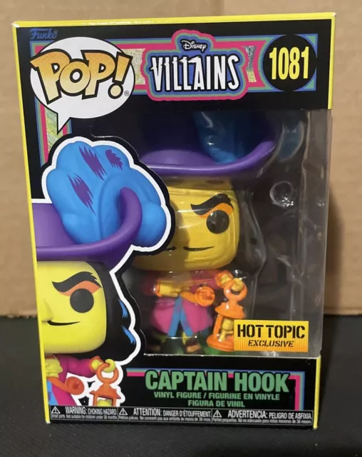 FUNKO POP DISNEY Villains Captain Hook 1081 Black Light Hot Topic