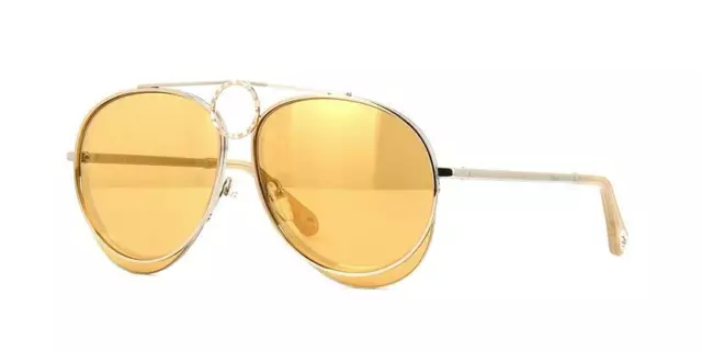 CHLOE Womens CE144S 051 Yellow Copper Aviator Circle Sunglasses NEW in Case $420