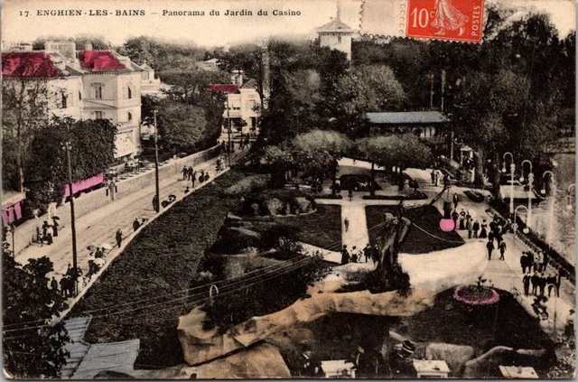 *48220 cpa Enghien les Bains - panorama of the casino garden