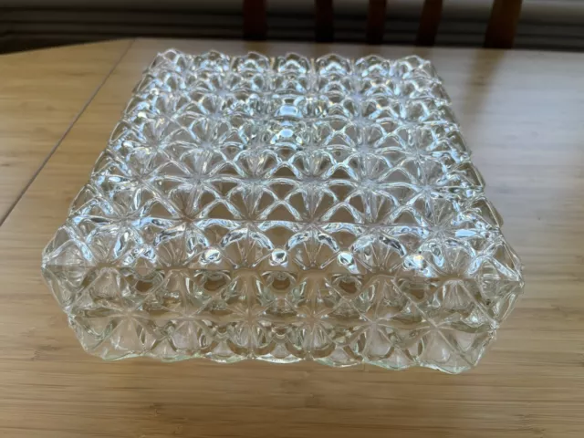 Vintage 1960s Crystal Glass Ceiling Light Shade Flush Bubble Patterned Clear