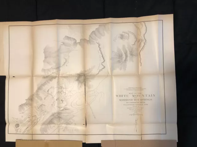 1878 Yellowstone National Park Map Wyoming U.S Geological survey F.V Hayden