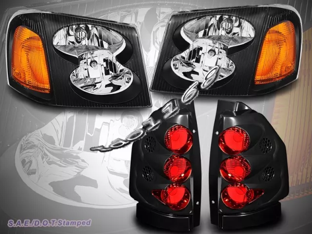 2002-06 2009 GMC Envoy Headlights Black New + Black Tail Lights