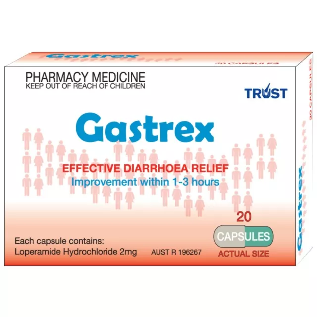 TRUST Gastrex 20 Capsules Effective Diarrhoea Relief (Imodium Generic)