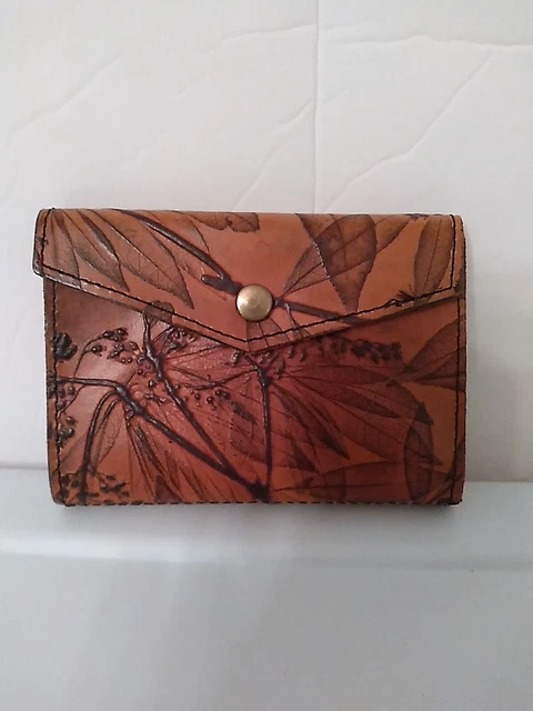 C L Whiting Collection Leaf Leather Handtooled Address Booklet Small Vintage USA