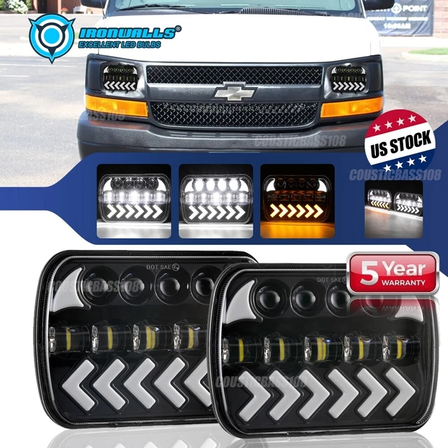 For 1500 2500 3500 Express Chevrolet Pair 7x6" LED Headlights DRL TUrn SIgnal US