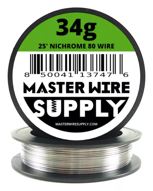 MWS - Nichrome 80 - 25 ft - 34 Gauge Round Wire