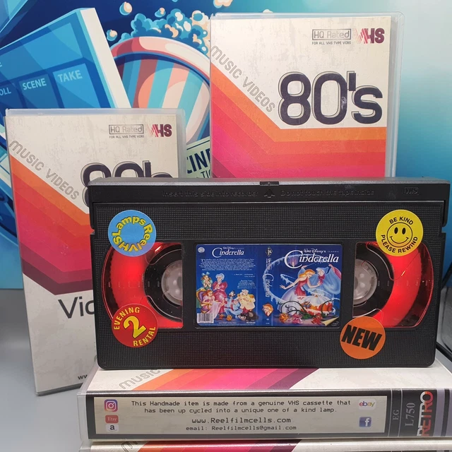 CINDERELLA, CLASSIC RETRO VHS Tape Night Light, table lamp stunning L
