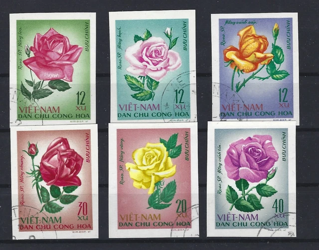 Vietnam 1968 Rosen 526 - 531 B gestempelt, geschnitten