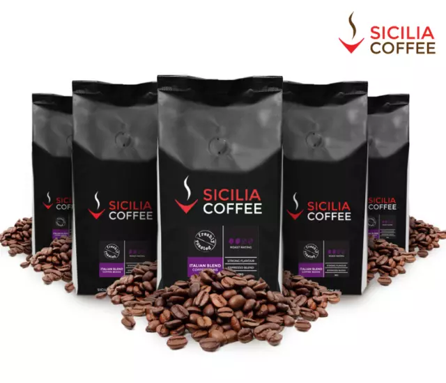 5kg Sicilia Coffee ITALIAN BLEND Coffee Beans, Freshly Roasted, Strong, Smooth