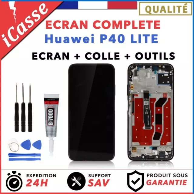 Ecran Complet Frame pour Huawei P40 LITE Noir JNY-LX1 JNY-LX2 OUTILS + COLLE