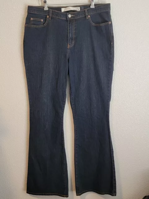 lane bryant venezia jeans womens size 16 tall flare high rise denim dark blue