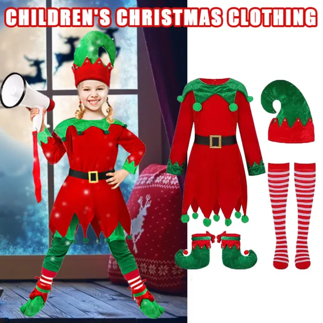 Kinder Elfen Kostüm Mädchen Jungen Weihnachtself Kostüm Komplett Set Cosplay